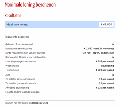 maandlasten persoonlijke lening berekenen